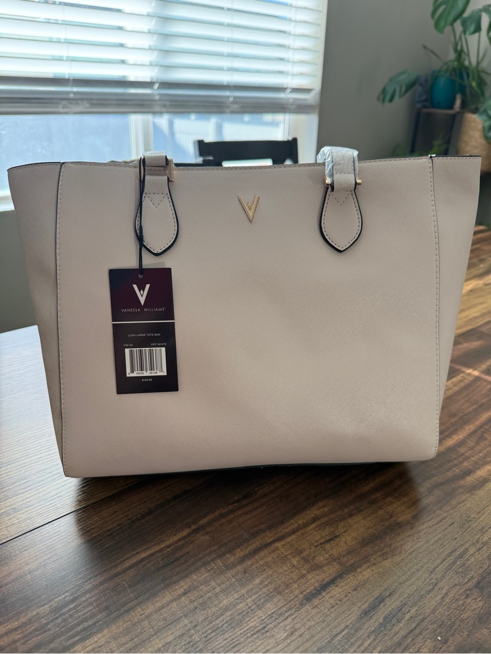 Vanessa Williams Light Beige Saffiano Shoulder Tote